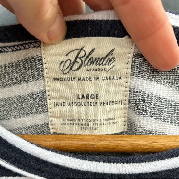 Blondie Apparel Navy Striped Hillside Sweater, Large - Picture 7 of 7